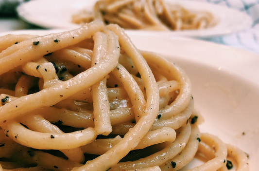 Spaghetti Parmigiano e Pepe with Laudemio Frescobaldi