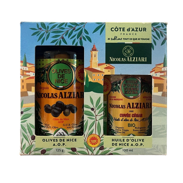 Alziari Gift Box of Nice Olives and Cuvée César Olive Oil